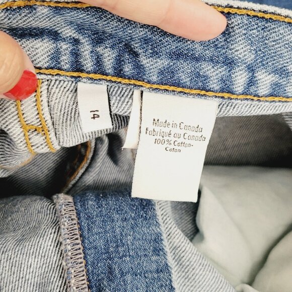 Calvin Klein Blue 100% Cotton Blend High Rise Relaxed Straight Leg Jean Size 14 - Picture 10 of 15